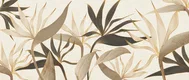 Cream Abstract Tropical with Gold Accents Leafy Hues Botanical Wall Art Wallpaper | Material Depot