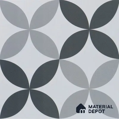 Moroccan Wall & Floor Tile TL 04958 Marrakech Rangoli Greyshades 1 ft x 1 ft Ceramic Matte Finish - 9 mm | Suitable for Bathroom, Kitchen, Balcony | Please Expect a Slight Variation of Pattern (Sample)