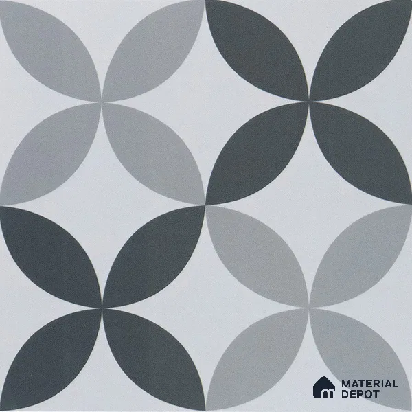 Moroccan Wall & Floor Tile TL 04958 Marrakech Rangoli Greyshades 1 ft x 1 ft Ceramic Matte Finish - 9 mm | Suitable for Bathroom, Kitchen, Balcony | Please Expect a Slight Variation of Pattern (Sample)