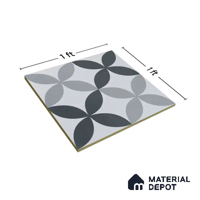 Moroccan Wall & Floor Tile TL 04958 Marrakech Rangoli Greyshades 1 ft x 1 ft Ceramic Matte Finish - 9 mm | Suitable for Bathroom, Kitchen, Balcony | Please Expect a Slight Variation of Pattern (Sample)