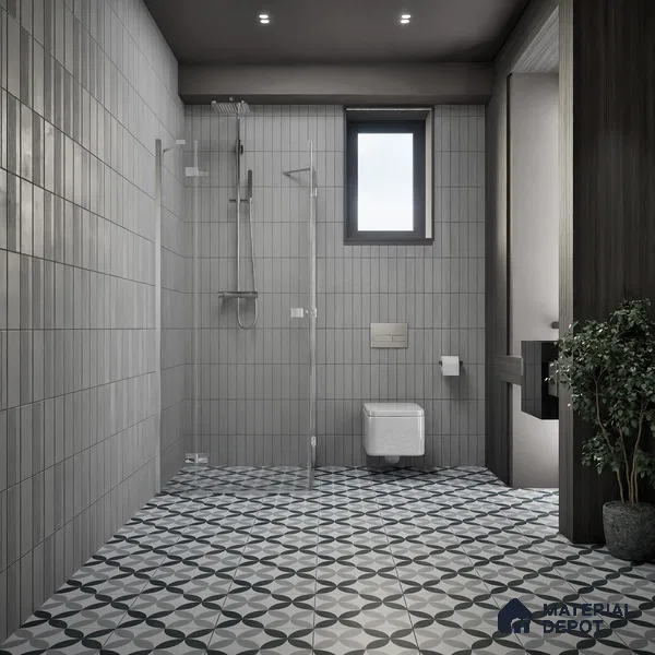 Moroccan Wall & Floor Tile TL 04958 Marrakech Rangoli Greyshades 1 ft x 1 ft Ceramic Matte Finish - 9 mm | Suitable for Bathroom, Kitchen, Balcony | Please Expect a Slight Variation of Pattern (Sample)