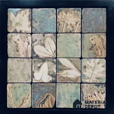 Handmade Third Fired Tumbled Tile TL 12989 Fossil Clay 97x97 mm Glazed Matte Finish Vitrified Mutipurpose Wall & Floor French Series Tile - 9 mm