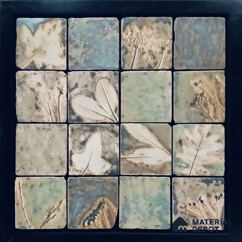 Handmade Third Fired Tumbled Tile TL 12989 Fossil Clay 97x97 mm Glazed Matte Finish Vitrified Mutipurpose Wall & Floor French Series Tile - 9 mm