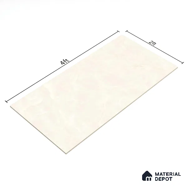 Marble Floor & Wall Tile TL 00677 Cloudy White Glossy Finish 4 ft x 2 ft Vitrified Tile - 9 mm | Suitable For living Room, Bedroom, Bathroom