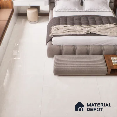Marble Floor & Wall Tile TL 00677 Cloudy White Glossy Finish 4 ft x 2 ft Vitrified Tile - 9 mm | Suitable For living Room, Bedroom, Bathroom