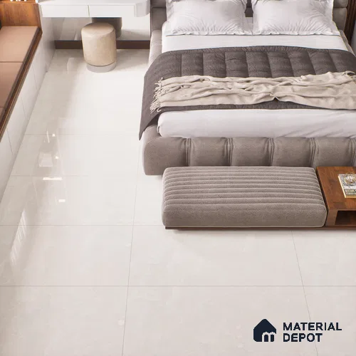 Marble Floor & Wall Tile TL 00677 Cloudy White Glossy Finish 4 ft x 2 ft Vitrified Tile - 9 mm | Suitable For living Room, Bedroom, Bathroom | Random Designs