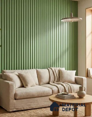 Green Plain Colour Clvin Louver/Panel 9.5 ft x 6 inch - 5 mm | Ideal for Living Room, Bedroom, TV Unit | PN 06765