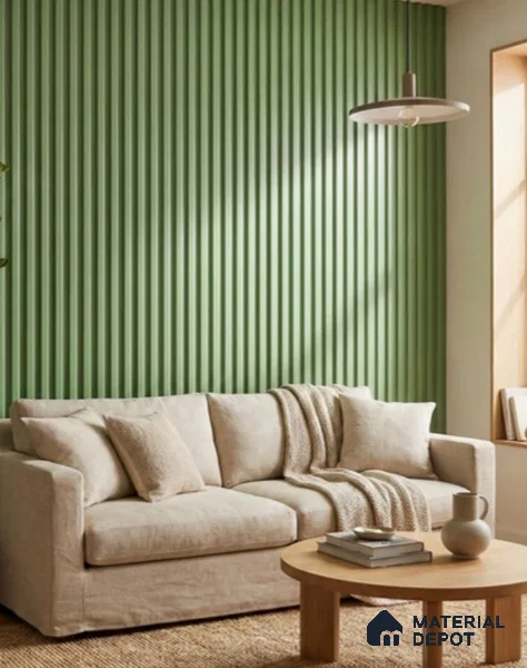 Green Plain Colour Clvin Louver/Panel 9.5 ft x 6 inch - 5 mm | Ideal for Living Room, Bedroom, TV Unit | PN 06765
