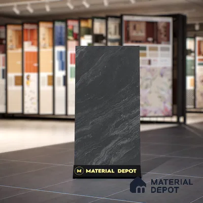 Marble Floor & Wall Tile | TL 00678 Coal Black 4 ft x 2 ft Matte Finish Full Body Vitrified Tile - 9 mm | Suitable For Living Room, Bedroom, Dining Area (Sample)