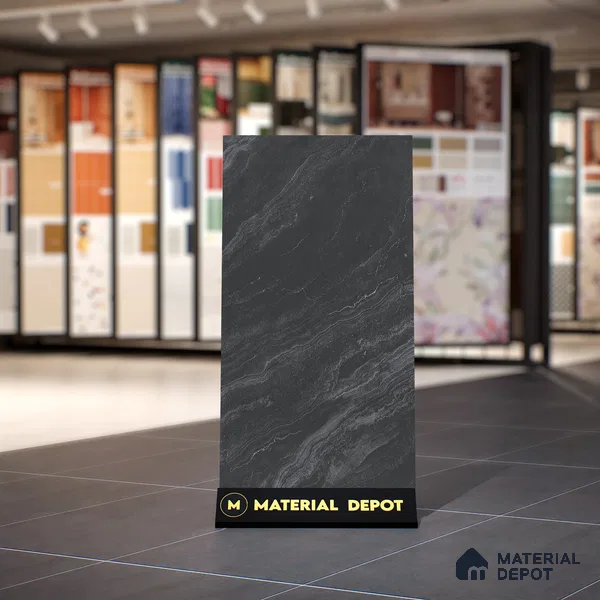 Marble Floor & Wall Tile | TL 00678 Coal Black 4 ft x 2 ft Matte Finish Full Body Vitrified Tile - 9 mm | Suitable For Living Room, Bedroom, Dining Area (Sample)