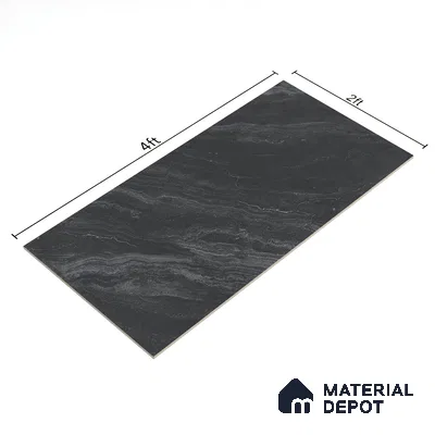 Marble Floor & Wall Tile | TL 00678 Coal Black 4 ft x 2 ft Matte Finish Full Body Vitrified Tile - 9 mm | Suitable For Living Room, Bedroom, Dining Area (Sample)