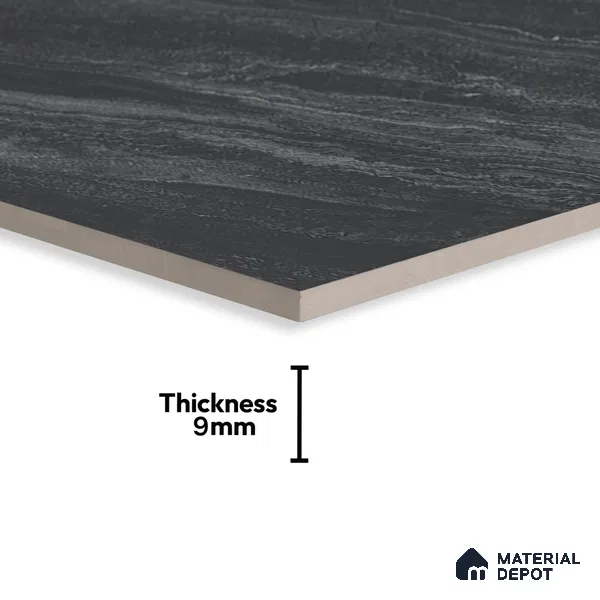 Marble Floor & Wall Tile | TL 00678 Coal Black 4 ft x 2 ft Matte Finish Full Body Vitrified Tile - 9 mm | Suitable For Living Room, Bedroom, Dining Area (Sample)