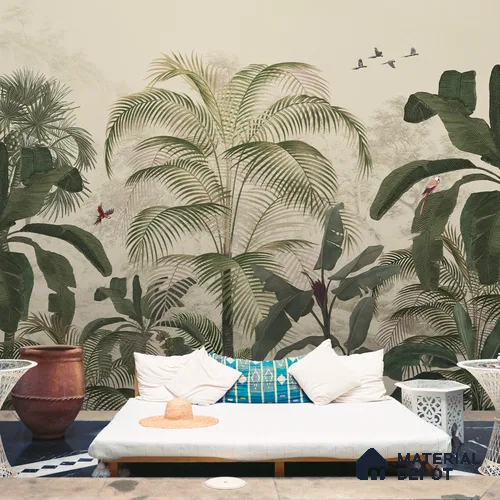 Coastal Life, Tropical Theme Wallpaper, Customised Sukoon Series Canvas Tropical Design (Customised Size Wallpaper)