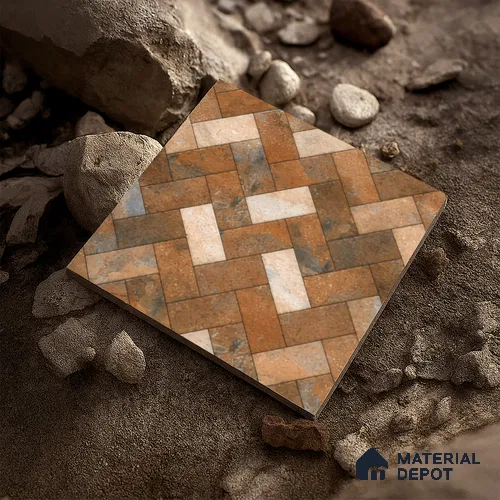Budget Friendly Stone Look Value for Money Parking  Floor Tile 16 x 16 inch | TL 00661 | Vitrified Matte Finish Tile - 12 mm | Suitable For Parking, Outdoor, Balcony & Terrace | Pattern Alignment May Vary | 2-3 mm Spacer is Mandatory