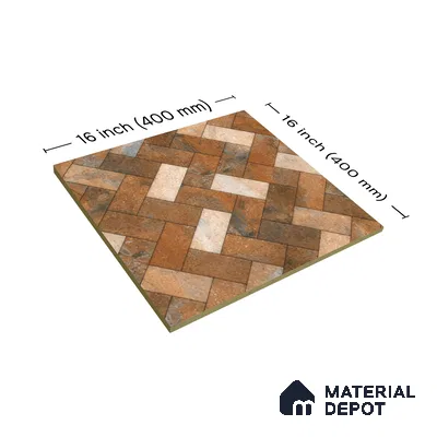 Budget Friendly Stone Look Value for Money Parking  Floor Tile 16 x 16 inch | TL 00661 | Vitrified Matte Finish Tile - 12 mm | Suitable For Parking, Outdoor, Balcony & Terrace | Pattern Alignment May Vary | 2-3 mm Spacer is Mandatory