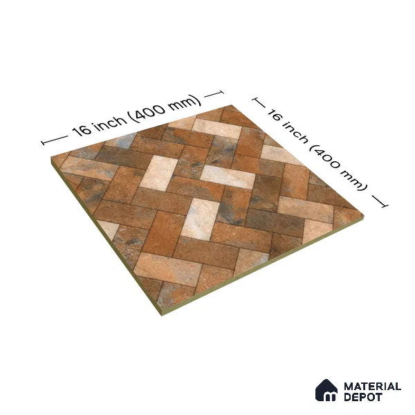 Budget Friendly Stone Look Value for Money Parking  Floor Tile 16 x 16 inch | TL 00661 | Vitrified Matte Finish Tile - 12 mm | Suitable For Parking, Outdoor, Balcony & Terrace | Pattern Alignment May Vary | 2-3 mm Spacer is Mandatory