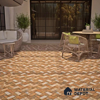 Budget Friendly Stone Look Value for Money Parking  Floor Tile 16 x 16 inch | TL 00661 | Vitrified Matte Finish Tile - 12 mm | Suitable For Parking, Outdoor, Balcony & Terrace | Pattern Alignment May Vary | 2-3 mm Spacer is Mandatory