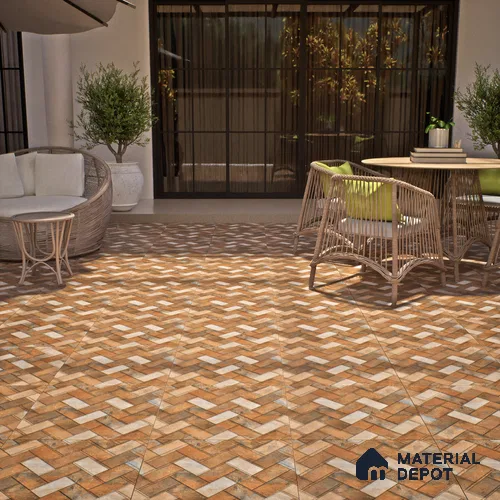 Budget Friendly Stone Look Value for Money Parking  Floor Tile 16 x 16 inch | TL 00661 | Vitrified Matte Finish Tile - 12 mm | Suitable For Parking, Outdoor, Balcony & Terrace | Pattern Alignment May Vary | 2-3 mm Spacer is Mandatory
