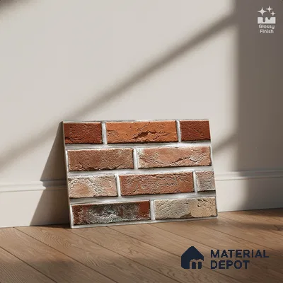 Brick Wall Tile TL 05552 Cocoa Brown 450x300 mm Glossy Finish Ceramic Elevation Tile - 6 mm