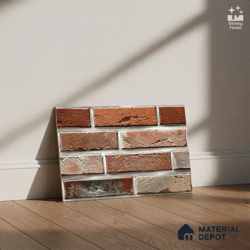 Brick Wall Tile TL 05552 Cocoa Brown 450x300 mm Glossy Finish Ceramic Elevation Tile - 6 mm