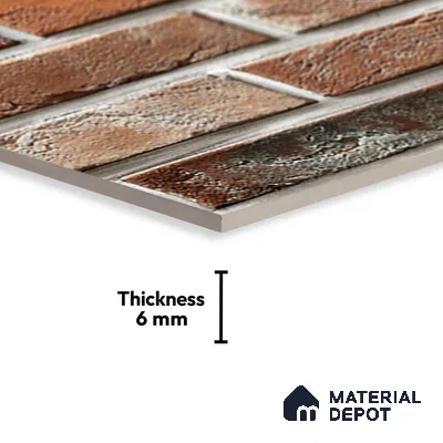 Brick Wall Tile TL 05552 Cocoa Brown 450x300 mm Glossy Finish Ceramic Elevation Tile - 6 mm