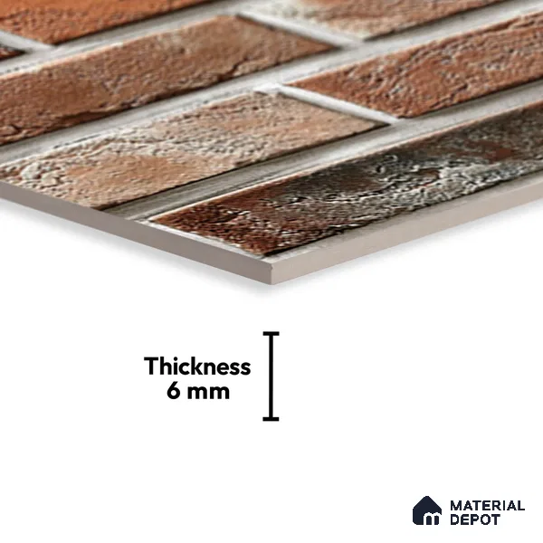 Brick Wall Tile TL 05552 Cocoa Brown 450x300 mm Glossy Finish Ceramic Elevation Tile - 6 mm