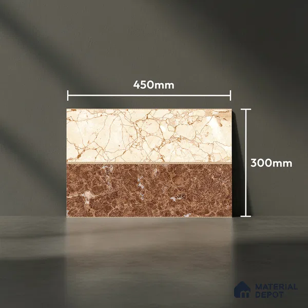 TL 01903 B Beige & Brown Highlighter 1 18 x 12 inch Glossy Finish Ceramic Wall Tile - 6 mm