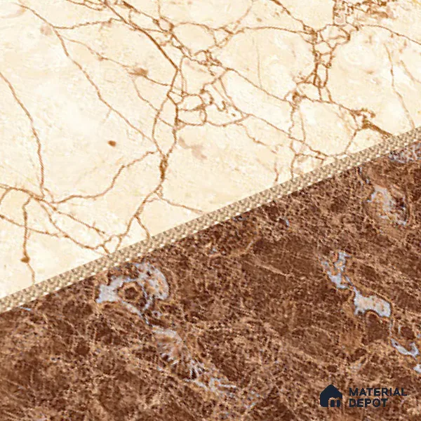 TL 01903 B Beige & Brown Highlighter 1 18 x 12 inch Glossy Finish Ceramic Wall Tile - 6 mm