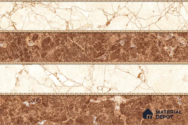 TL 01903 D Brown & Creamy Highlighter 2 18 x 12 inch Glossy Finish Ceramic Wall Tile - 6 mm