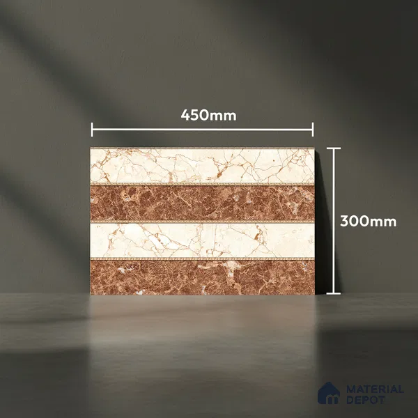 TL 01903 D Brown & Creamy Highlighter 2 18 x 12 inch Glossy Finish Ceramic Wall Tile - 6 mm