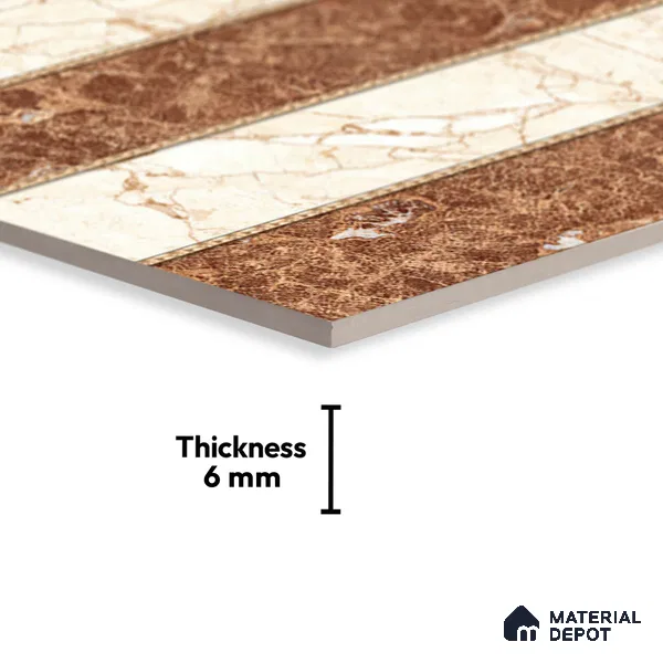 TL 01903 D Brown & Creamy Highlighter 2 18 x 12 inch Glossy Finish Ceramic Wall Tile - 6 mm