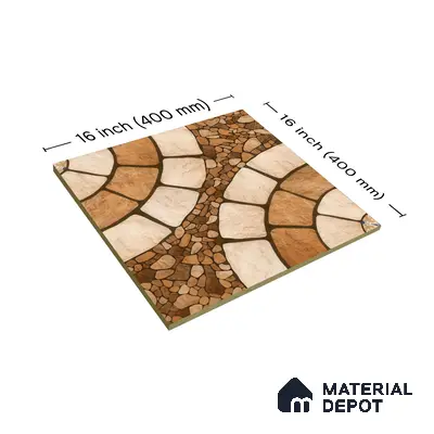Budget Friendly Stone Look Value for Money Parking  Floor Tile 16 x 16 inch | TL 00659 | Vitrified Matte Finish Tile - 12 mm | Suitable For Parking, Outdoor, Balcony & Terrace | Pattern Alignment May Vary | 2-3 mm Spacer is Mandatory