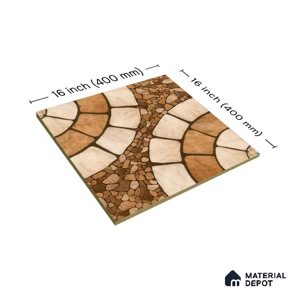 Budget Friendly Stone Look Value for Money Parking Floor Tile 16 x 16 inch | TL 00659 | Vitrified Matte Finish Tile - 12 mm | Suitable For Parking, Outdoor, Balcony & Terrace | Pattern Alignment May Vary | 2-3 mm Spacer is Mandatory