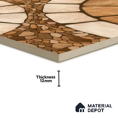 Budget Friendly Stone Look Value for Money Parking  Floor Tile 16 x 16 inch | TL 00659 | Vitrified Matte Finish Tile - 12 mm | Suitable For Parking, Outdoor, Balcony & Terrace | Pattern Alignment May Vary | 2-3 mm Spacer is Mandatory