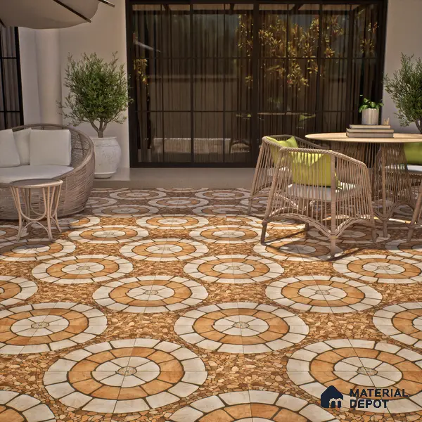 Budget Friendly Stone Look Value for Money Parking Floor Tile 16 x 16 inch | TL 00659 | Vitrified Matte Finish Tile - 12 mm | Suitable For Parking, Outdoor, Balcony & Terrace | Pattern Alignment May Vary | 2-3 mm Spacer is Mandatory