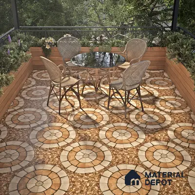 Budget Friendly Stone Look Value for Money Parking  Floor Tile 16 x 16 inch | TL 00659 | Vitrified Matte Finish Tile - 12 mm | Suitable For Parking, Outdoor, Balcony & Terrace | Pattern Alignment May Vary | 2-3 mm Spacer is Mandatory