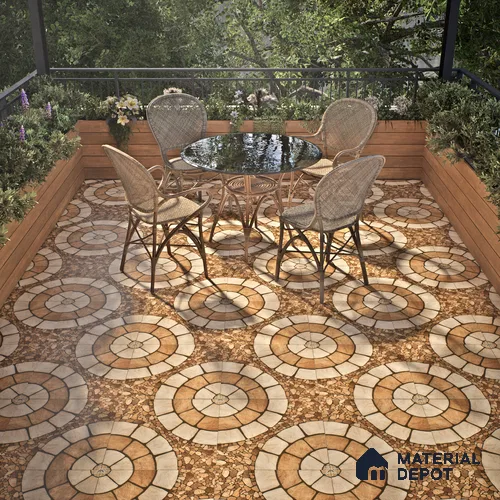 Budget Friendly Stone Look Value for Money Parking  Floor Tile 16 x 16 inch | TL 00659 | Vitrified Matte Finish Tile - 12 mm | Suitable For Parking, Outdoor, Balcony & Terrace | Pattern Alignment May Vary | 2-3 mm Spacer is Mandatory