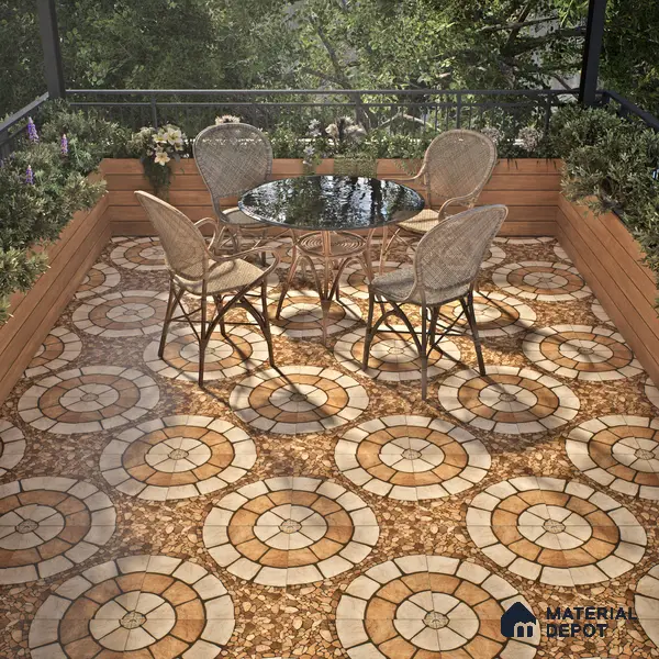 Budget Friendly Stone Look Value for Money Parking Floor Tile 16 x 16 inch | TL 00659 | Vitrified Matte Finish Tile - 12 mm | Suitable For Parking, Outdoor, Balcony & Terrace | Pattern Alignment May Vary | 2-3 mm Spacer is Mandatory