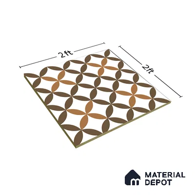 Moroccan Wall & Floor Tile TL 01440 Coffee Brown 2 ft x 2 ft Matte Finish Vitrified Tile - 9 mm | Suitable For Kitchen, Bathroom, Dining Area | Please Expect a Slight Variation of Pattern
