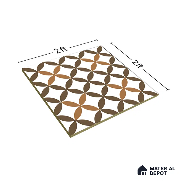 Moroccan Wall & Floor Tile TL 01440 Coffee Brown 2 ft x 2 ft Matte Finish Vitrified Tile - 9 mm | Suitable For Kitchen, Bathroom, Dining Area | Please Expect a Slight Variation of Pattern