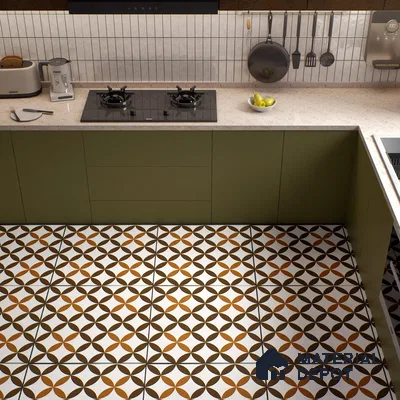 Moroccan Wall & Floor Tile TL 01440 Coffee Brown 2 ft x 2 ft Matte Finish Vitrified Tile - 9 mm | Suitable For Kitchen, Bathroom, Dining Area | Please Expect a Slight Variation of Pattern