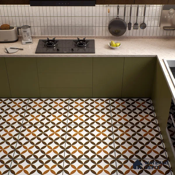 Moroccan Wall & Floor Tile TL 01440 Coffee Brown 2 ft x 2 ft Matte Finish Vitrified Tile - 9 mm | Suitable For Kitchen, Bathroom, Dining Area | Please Expect a Slight Variation of Pattern