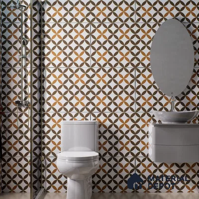 Moroccan Wall & Floor Tile TL 01440 Coffee Brown 2 ft x 2 ft Matte Finish Vitrified Tile - 9 mm | Suitable For Kitchen, Bathroom, Dining Area | Please Expect a Slight Variation of Pattern