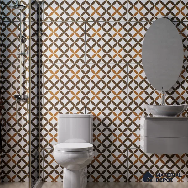 Moroccan Wall & Floor Tile TL 01440 Coffee Brown 2 ft x 2 ft Matte Finish Vitrified Tile - 9 mm | Suitable For Kitchen, Bathroom, Dining Area | Please Expect a Slight Variation of Pattern