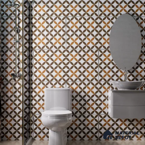 Moroccan Wall & Floor Tile TL 01440 Coffee Brown 2 ft x 2 ft Matte Finish Vitrified Tile - 9 mm | Suitable For Kitchen, Bathroom, Dining Area | Please Expect a Slight Variation of Pattern