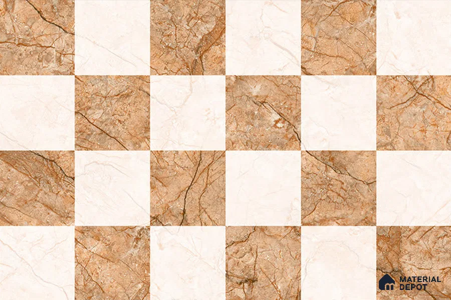 TL 01900 B Brown & Cream Highlighter 1 18 x 12 inch Glossy Finish Ceramic Wall Tile - 6 mm