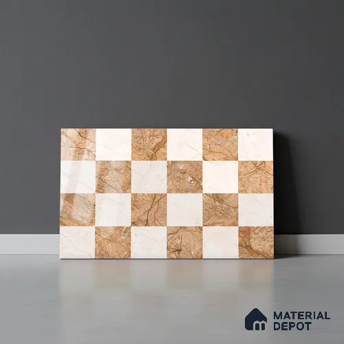 TL 01900 B Brown & Cream Highlighter 1 18 x 12 inch Glossy Finish Ceramic Wall Tile - 6 mm
