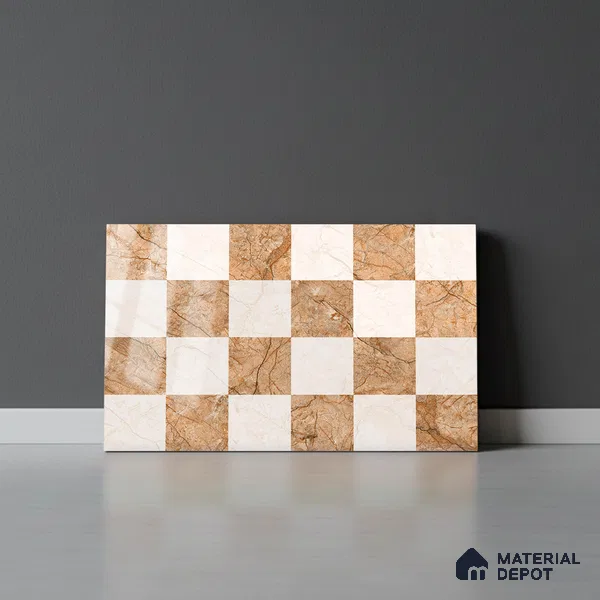 TL 01900 B Brown & Cream Highlighter 1 18 x 12 inch Glossy Finish Ceramic Wall Tile - 6 mm