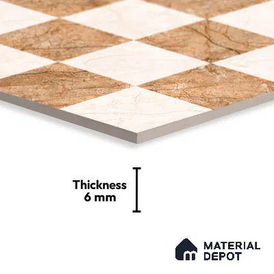 TL 01900 B Brown & Cream Highlighter 1 18 x 12 inch Glossy Finish Ceramic Wall Tile - 6 mm
