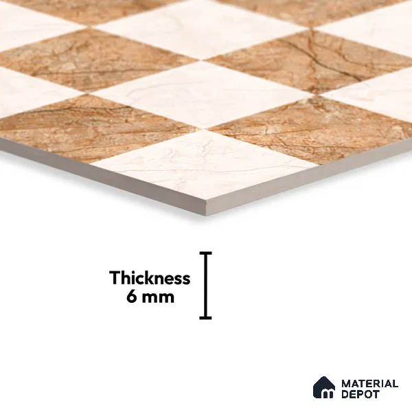 TL 01900 B Brown & Cream Highlighter 1 18 x 12 inch Glossy Finish Ceramic Wall Tile - 6 mm